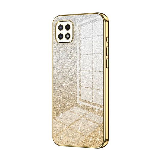 For Samsung Galaxy A22 5G / A22s Gradient Glitter Powder Electroplated Phone Case(Gold) by buy2fix