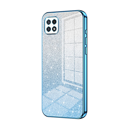 For Samsung Galaxy A22 5G / A22s Gradient Glitter Powder Electroplated Phone Case(Blue) by buy2fix