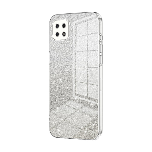 For Samsung Galaxy A22 5G / A22s Gradient Glitter Powder Electroplated Phone Case(Transparent) by buy2fix