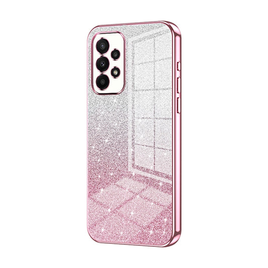 For Samsung Galaxy A23 Gradient Glitter Powder Electroplated Phone Case(Pink) by buy2fix