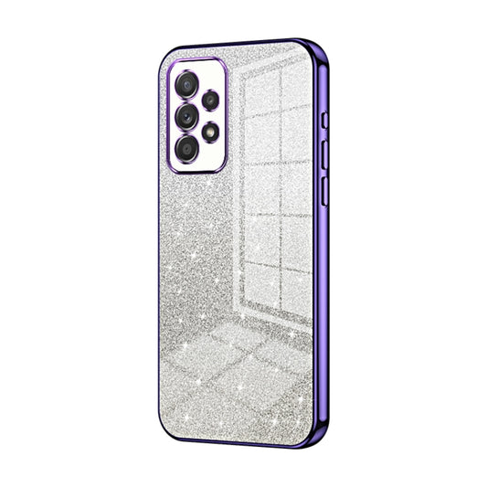 For Samsung Galaxy A52 5G Gradient Glitter Powder Electroplated Phone Case(Purple) by buy2fix