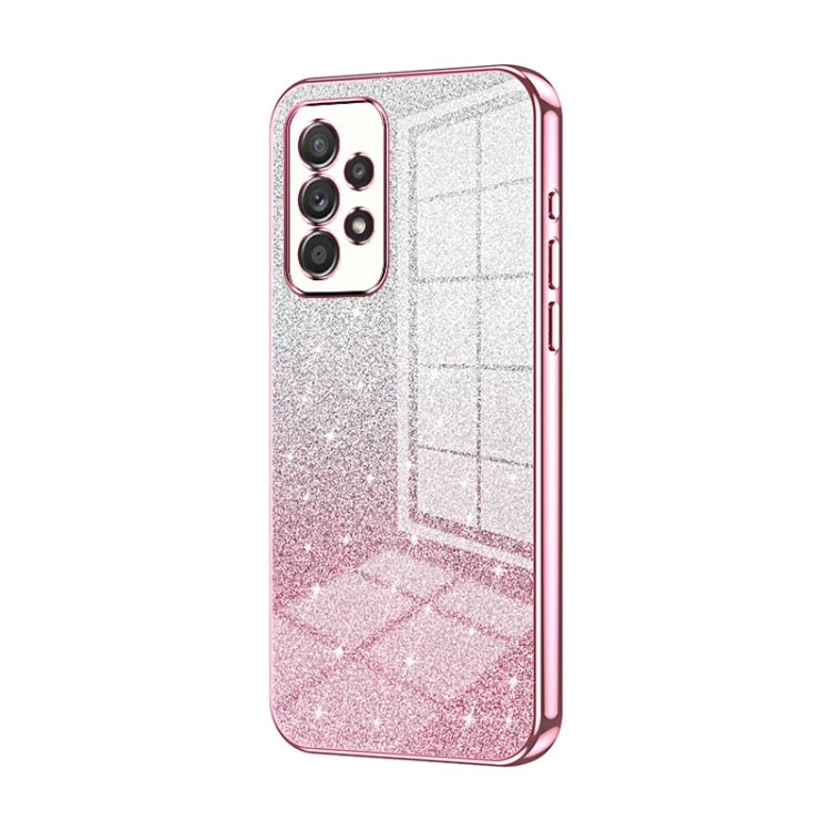For Samsung Galaxy A52 5G Gradient Glitter Powder Electroplated Phone Case(Pink) by buy2fix