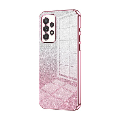 For Samsung Galaxy A52 5G Gradient Glitter Powder Electroplated Phone Case(Pink) by buy2fix