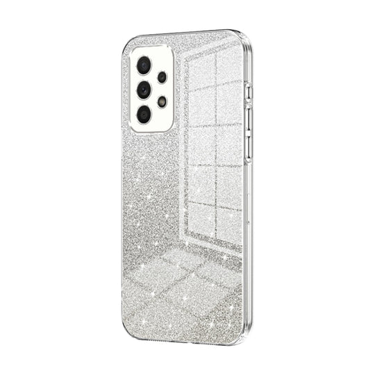 For Samsung Galaxy A52 5G Gradient Glitter Powder Electroplated Phone Case(Transparent)