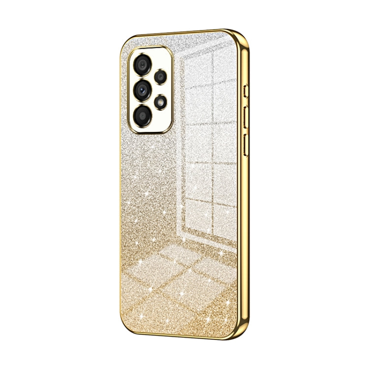 For Samsung Galaxy A53 5G Gradient Glitter Powder Electroplated Phone Case(Gold) by buy2fix