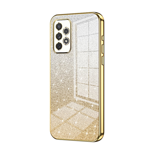 For Samsung Galaxy A72 4G / 5G Gradient Glitter Powder Electroplated Phone Case(Gold)