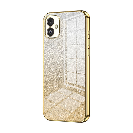 For Samsung Galaxy F14 5G Gradient Glitter Powder Electroplated Phone Case(Gold) by buy2fix