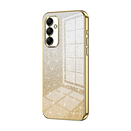 For Samsung Galaxy M14 Gradient Glitter Powder Electroplated Phone Case(Gold)