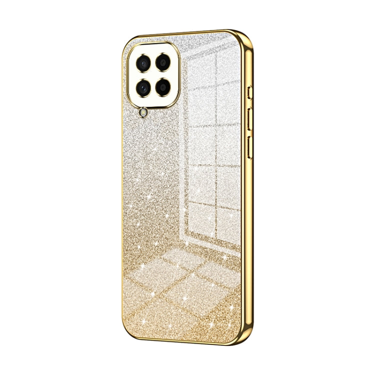 For Samsung Galaxy M53 5G Gradient Glitter Powder Electroplated Phone Case(Gold) by buy2fix