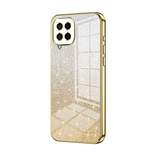 For Samsung Galaxy M53 5G Gradient Glitter Powder Electroplated Phone Case(Gold) by buy2fix