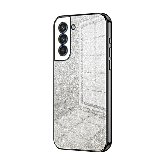 For Samsung Galaxy S21+ 5G Gradient Glitter Powder Electroplated Phone Case(Black)