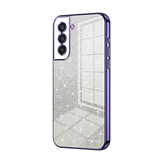 For Samsung Galaxy S21 FE 5G Gradient Glitter Powder Electroplated Phone Case(Purple) by buy2fix