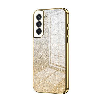 For Samsung Galaxy S21 FE 5G Gradient Glitter Powder Electroplated Phone Case(Gold) by buy2fix