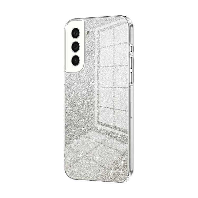 For Samsung Galaxy S21 FE 5G Gradient Glitter Powder Electroplated Phone Case(Transparent) by buy2fix