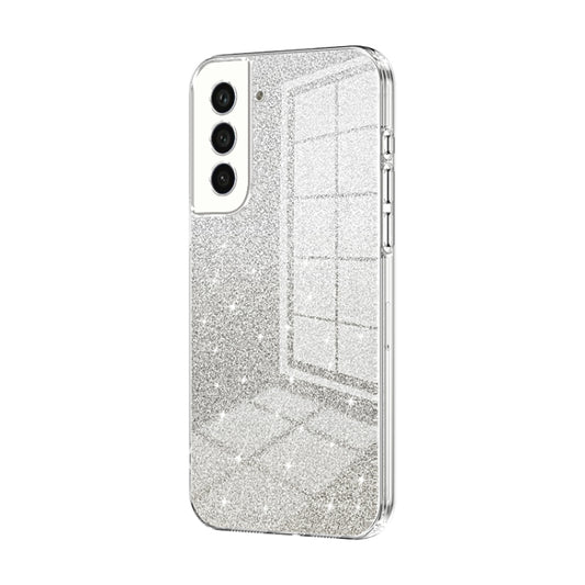 For Samsung Galaxy S21 FE 5G Gradient Glitter Powder Electroplated Phone Case(Transparent) by buy2fix