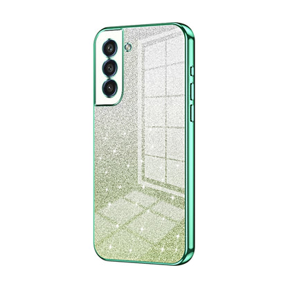 For Samsung Galaxy S21 FE 5G Gradient Glitter Powder Electroplated Phone Case(Green) by buy2fix