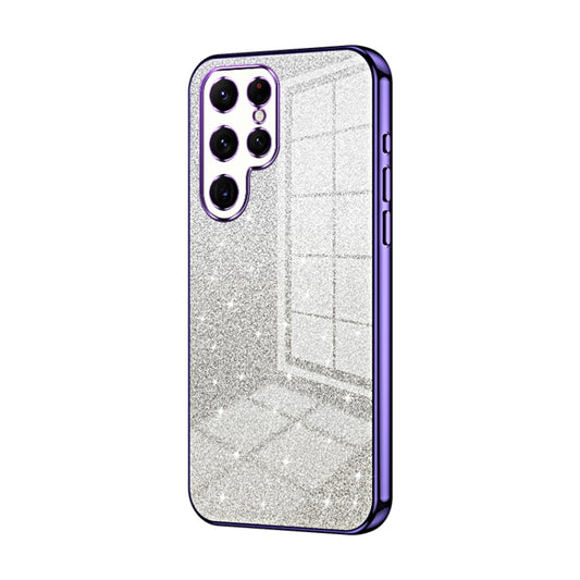 For Samsung Galaxy S22 Ultra 5G Gradient Glitter Powder Electroplated Phone Case(Purple) by buy2fix