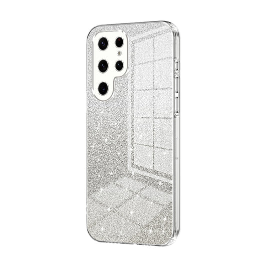 For Samsung Galaxy S22 Ultra 5G Gradient Glitter Powder Electroplated Phone Case(Transparent) by buy2fix