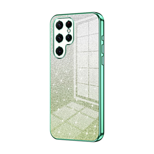 For Samsung Galaxy S22 Ultra 5G Gradient Glitter Powder Electroplated Phone Case(Green) by buy2fix