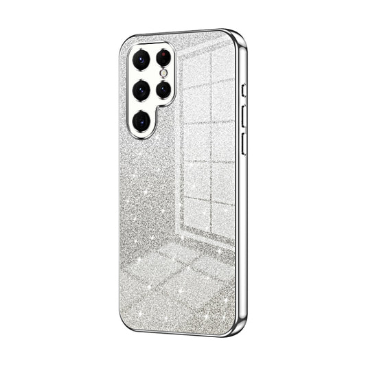 For Samsung Galaxy S22 Ultra 5G Gradient Glitter Powder Electroplated Phone Case(Silver) by buy2fix