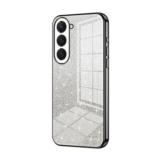 For Samsung Galaxy S23 5G Gradient Glitter Powder Electroplated Phone Case(Black)