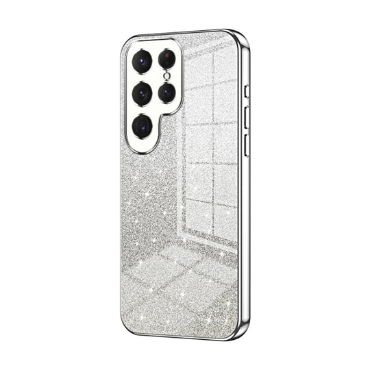 For Samsung Galaxy S23 Ultra 5G Gradient Glitter Powder Electroplated Phone Case(Silver)