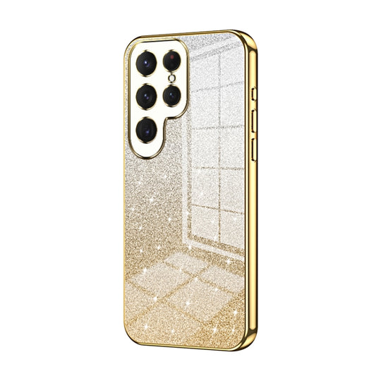 For Samsung Galaxy S24 Ultra 5G Gradient Glitter Powder Electroplated Phone Case(Gold)
