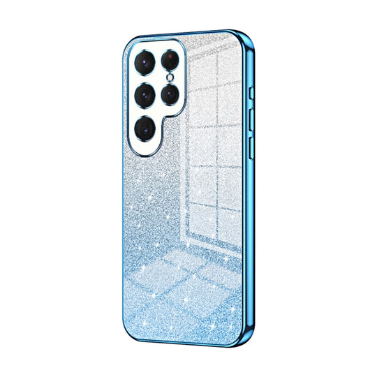 For Samsung Galaxy S24 Ultra 5G Gradient Glitter Powder Electroplated Phone Case(Blue)