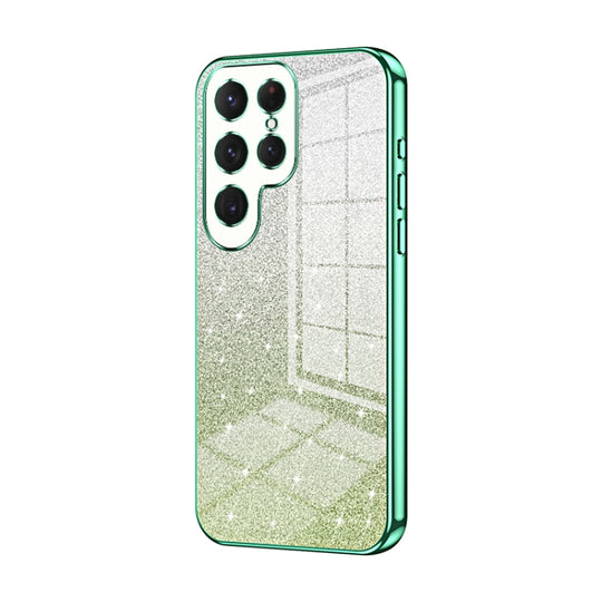 For Samsung Galaxy S24 Ultra 5G Gradient Glitter Powder Electroplated Phone Case(Green)