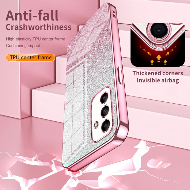 For Samsung Galaxy M14 Gradient Glitter Powder Electroplated Phone Case(Pink) by buy2fix