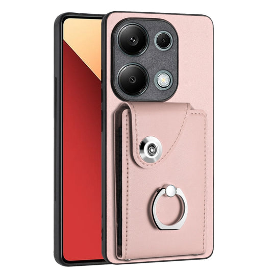 For Xiaomi Redmi Note 13 Pro 4G Global Organ Card Bag Ring Holder PU Phone Case(Pink) - Xiaomi Cases by buy2fix | Online Shopping UK | buy2fix