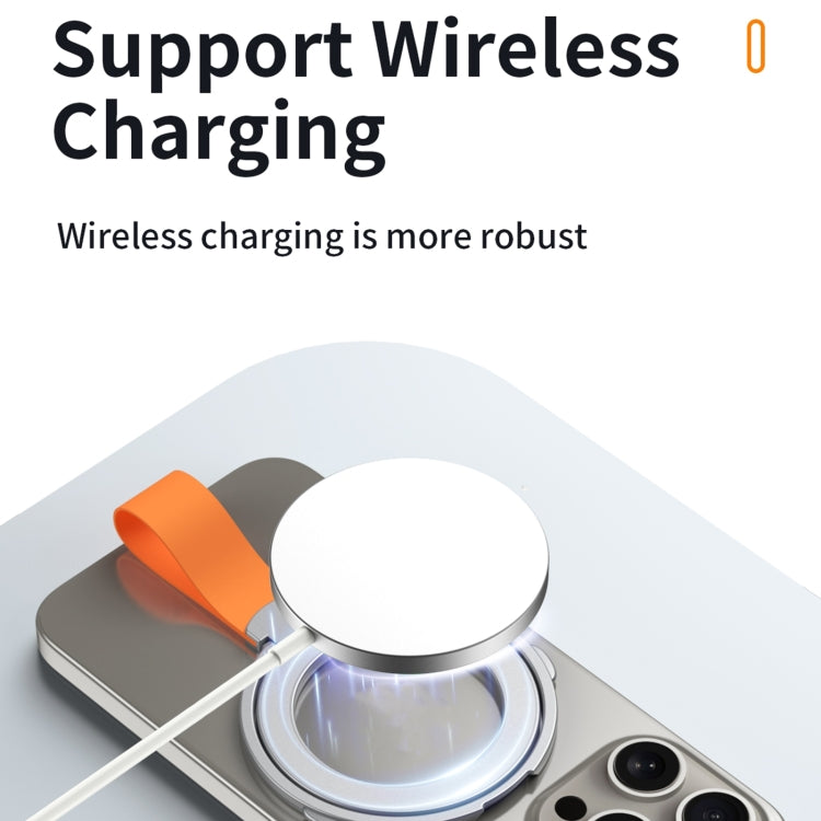 MagSafe Magnetic Pivot Stand Phone Ring Holder(Silver + Orange) - Ring Holder by buy2fix | Online Shopping UK | buy2fix