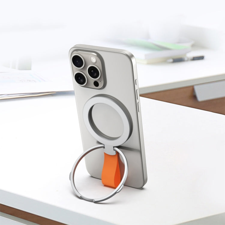 MagSafe Magnetic Pivot Stand Phone Ring Holder(Silver + Orange) - Ring Holder by buy2fix | Online Shopping UK | buy2fix