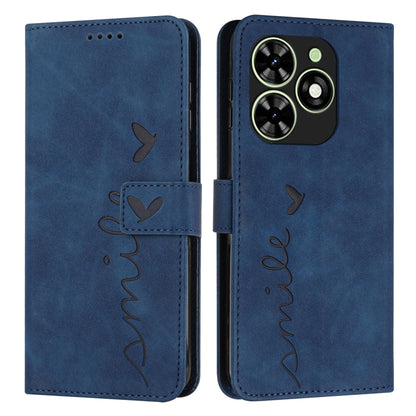 For Tecno Spark Go 2024 / POP 8 Skin Feel Heart Embossed Leather Phone Case with Long Lanyard(Blue) by buy2fix