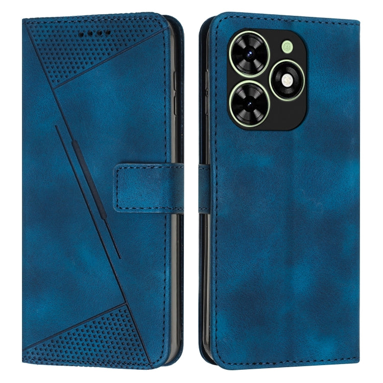For Tecno Spark Go 2024 / POP 8 Dream Triangle Leather Phone Case with Long Lanyard(Blue) by buy2fix