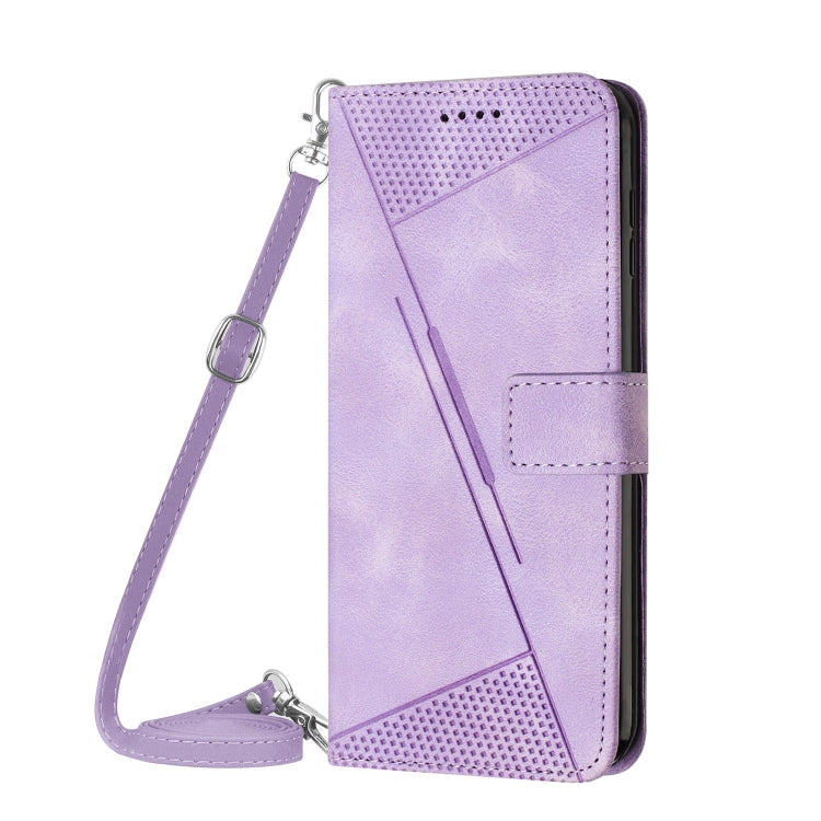 For Tecno Spark Go 2024 / POP 8 Dream Triangle Leather Phone Case with Long Lanyard(Purple) by buy2fix