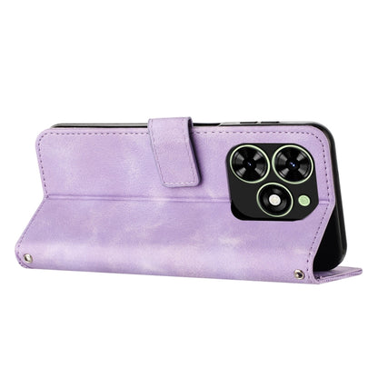 For Tecno Spark Go 2024 / POP 8 Dream Triangle Leather Phone Case with Long Lanyard(Purple) by buy2fix