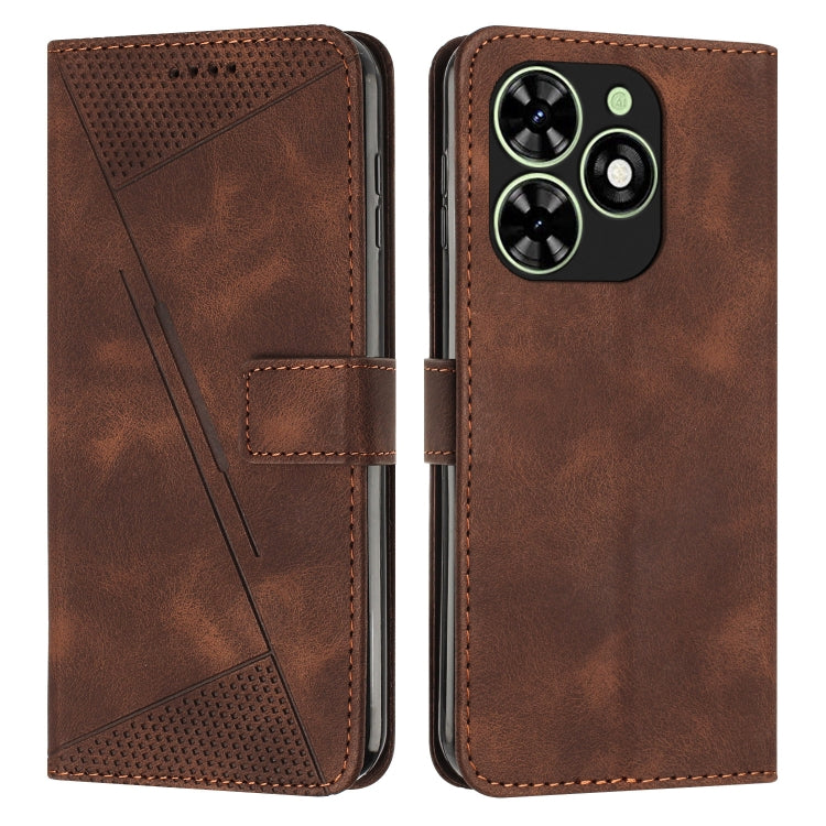 For Tecno Spark Go 2024 / POP 8 Dream Triangle Leather Phone Case with Long Lanyard(Brown) by buy2fix
