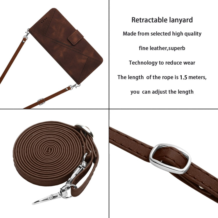 For Tecno Spark Go 2024 / POP 8 Dream Triangle Leather Phone Case with Long Lanyard(Brown) by buy2fix