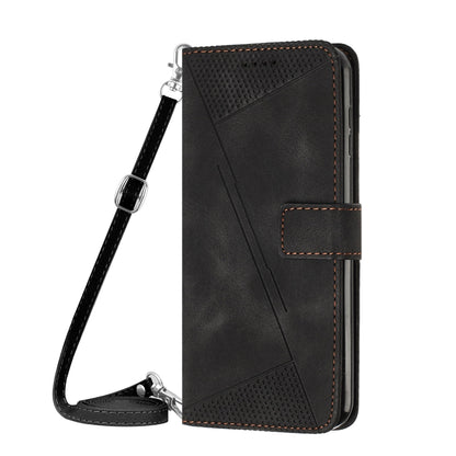 For Tecno Spark Go 2024 / POP 8 Dream Triangle Leather Phone Case with Long Lanyard(Black) by buy2fix