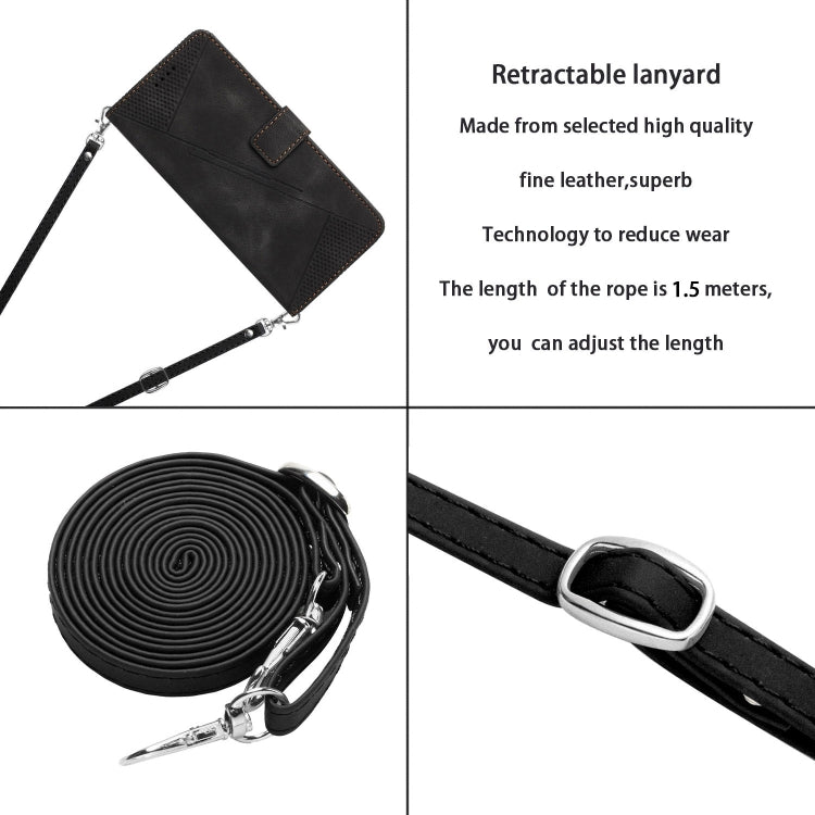 For Tecno Spark Go 2024 / POP 8 Dream Triangle Leather Phone Case with Long Lanyard(Black) by buy2fix