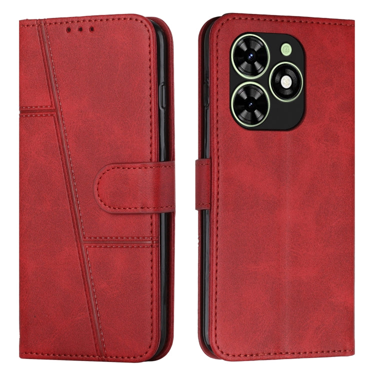 For Tecno Spark Go 2024 / POP 8 Stitching Calf Texture Buckle Leather Phone Case(Red) by buy2fix