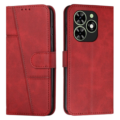 For Tecno Spark Go 2024 / POP 8 Stitching Calf Texture Buckle Leather Phone Case(Red) by buy2fix