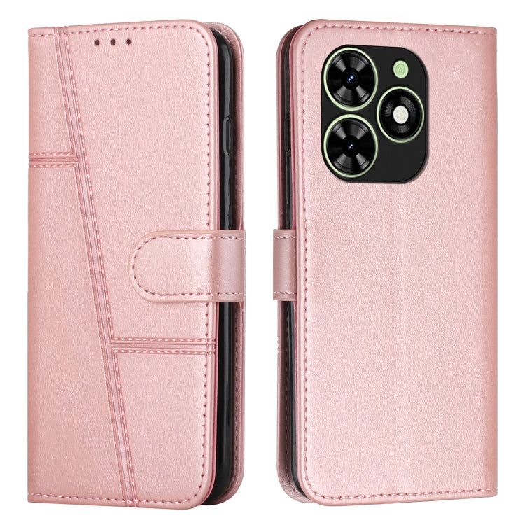 For Tecno Spark Go 2024 / POP 8 Stitching Calf Texture Buckle Leather Phone Case(Rose Gold) by buy2fix