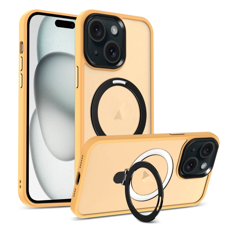For iPhone 15 Skin-feel MagSafe Holder PC Hybrid TPU Phone Case(Orange) - iPhone 15 Cases by buy2fix | Online Shopping UK | buy2fix