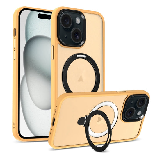 For iPhone 15 Skin-feel MagSafe Holder PC Hybrid TPU Phone Case(Orange) - iPhone 15 Cases by buy2fix | Online Shopping UK | buy2fix
