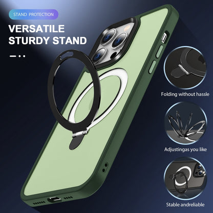 For iPhone 15 Skin-feel MagSafe Holder PC Hybrid TPU Phone Case(Green) - iPhone 15 Cases by buy2fix | Online Shopping UK | buy2fix