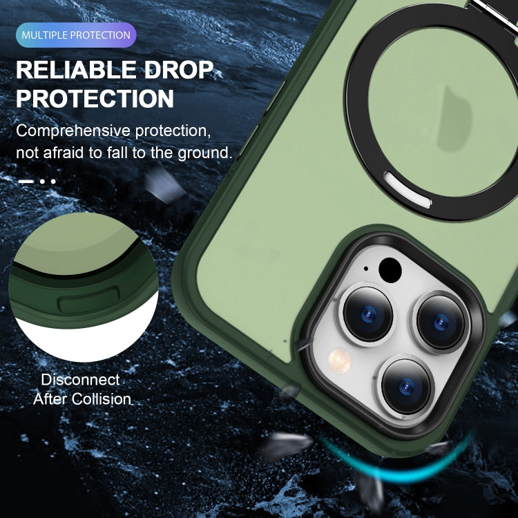 For iPhone 15 Skin-feel MagSafe Holder PC Hybrid TPU Phone Case(Green) - iPhone 15 Cases by buy2fix | Online Shopping UK | buy2fix