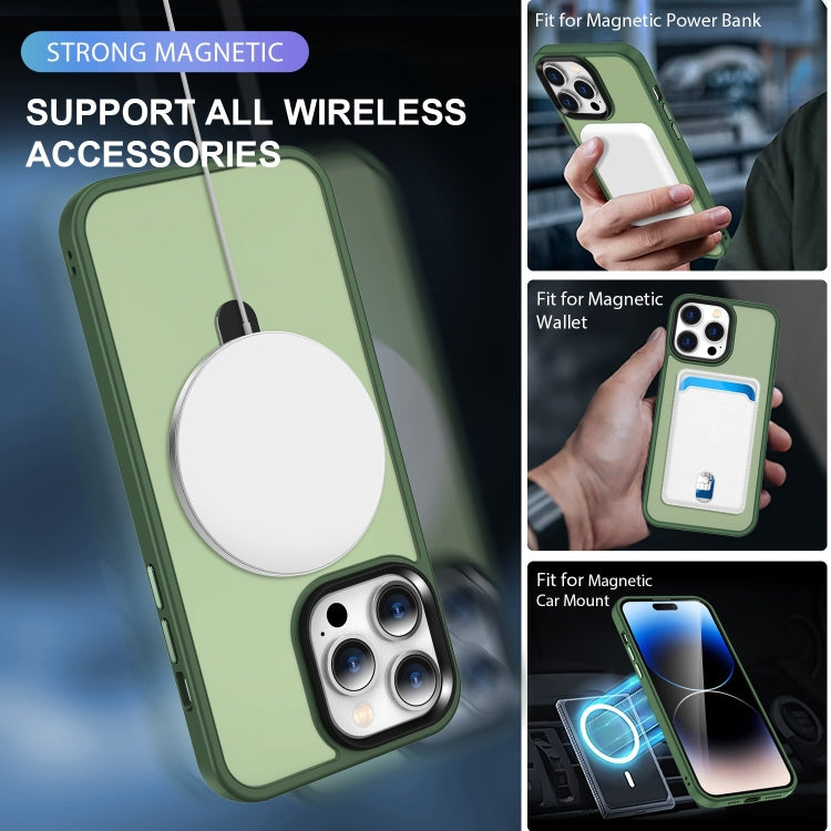For iPhone 15 Skin-feel MagSafe Holder PC Hybrid TPU Phone Case(Green) - iPhone 15 Cases by buy2fix | Online Shopping UK | buy2fix