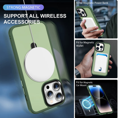 For iPhone 15 Skin-feel MagSafe Holder PC Hybrid TPU Phone Case(Green) - iPhone 15 Cases by buy2fix | Online Shopping UK | buy2fix